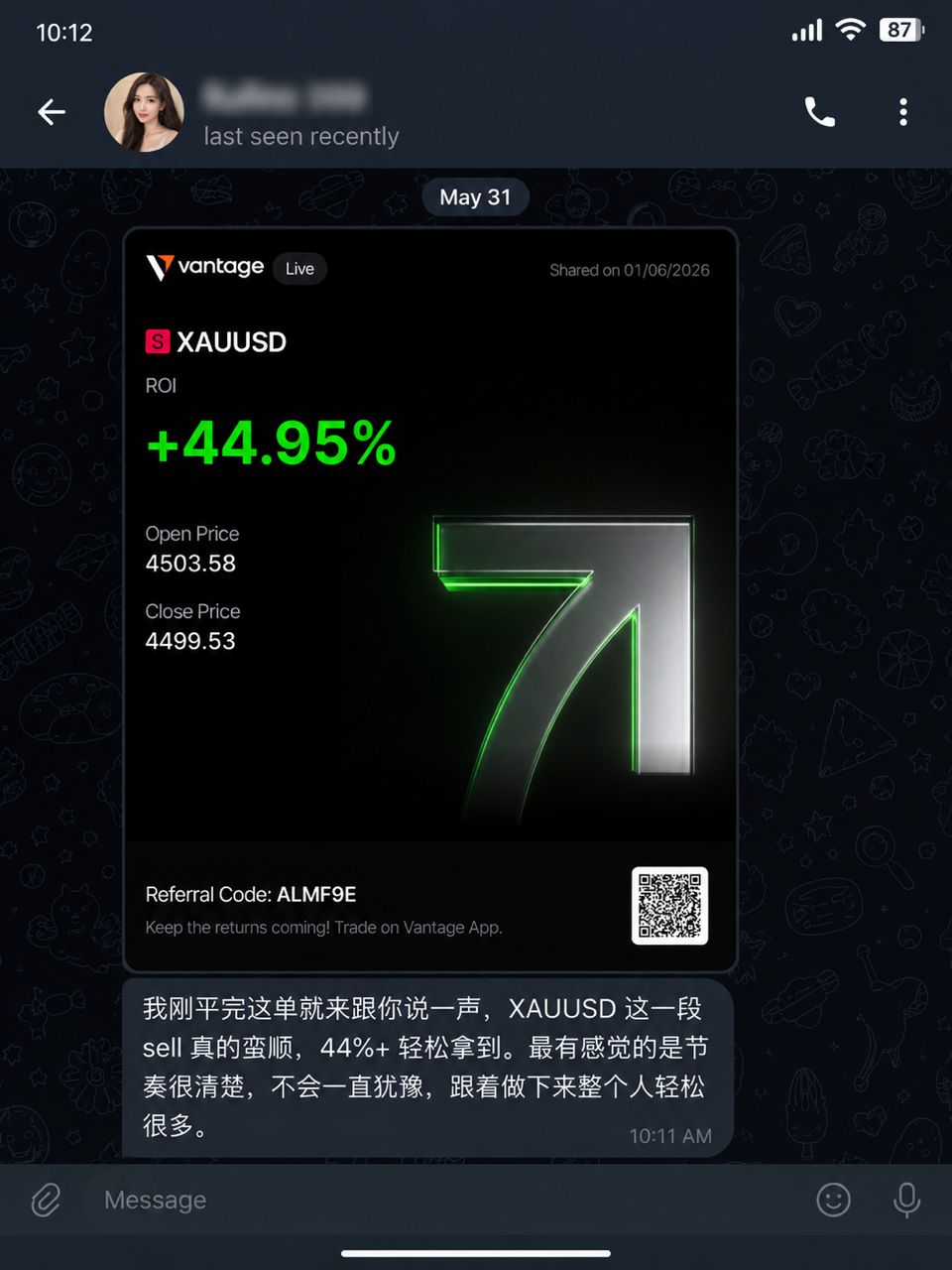 Community member proof — XAUUSD trading result