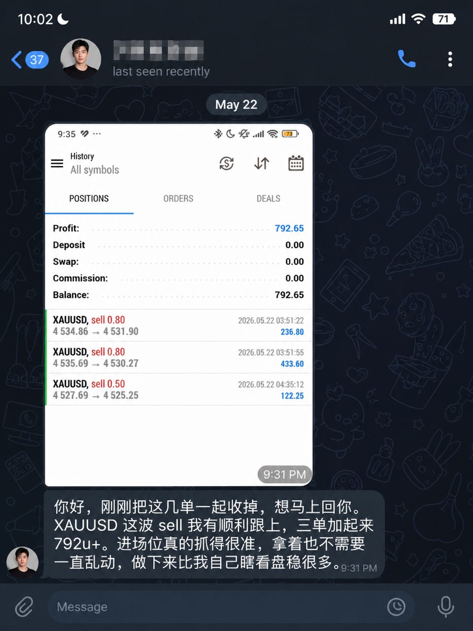 Community member proof — XAUUSD trading result