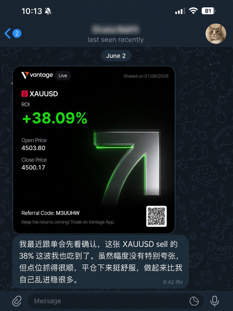 Community member proof — XAUUSD trading result
